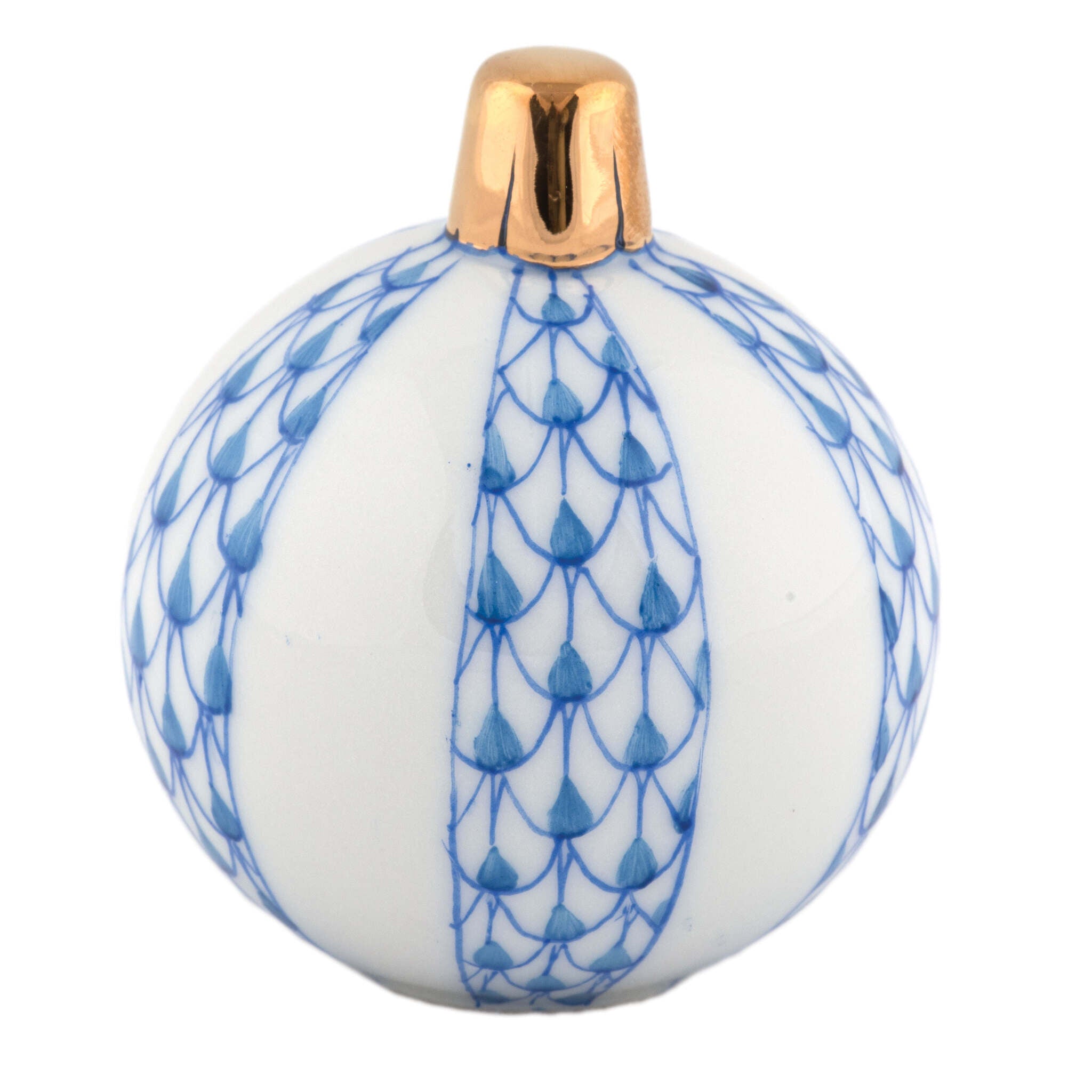 Herend Christmas Ornament Figurine porcelain figurine painted in the Blue fishnet pattern
