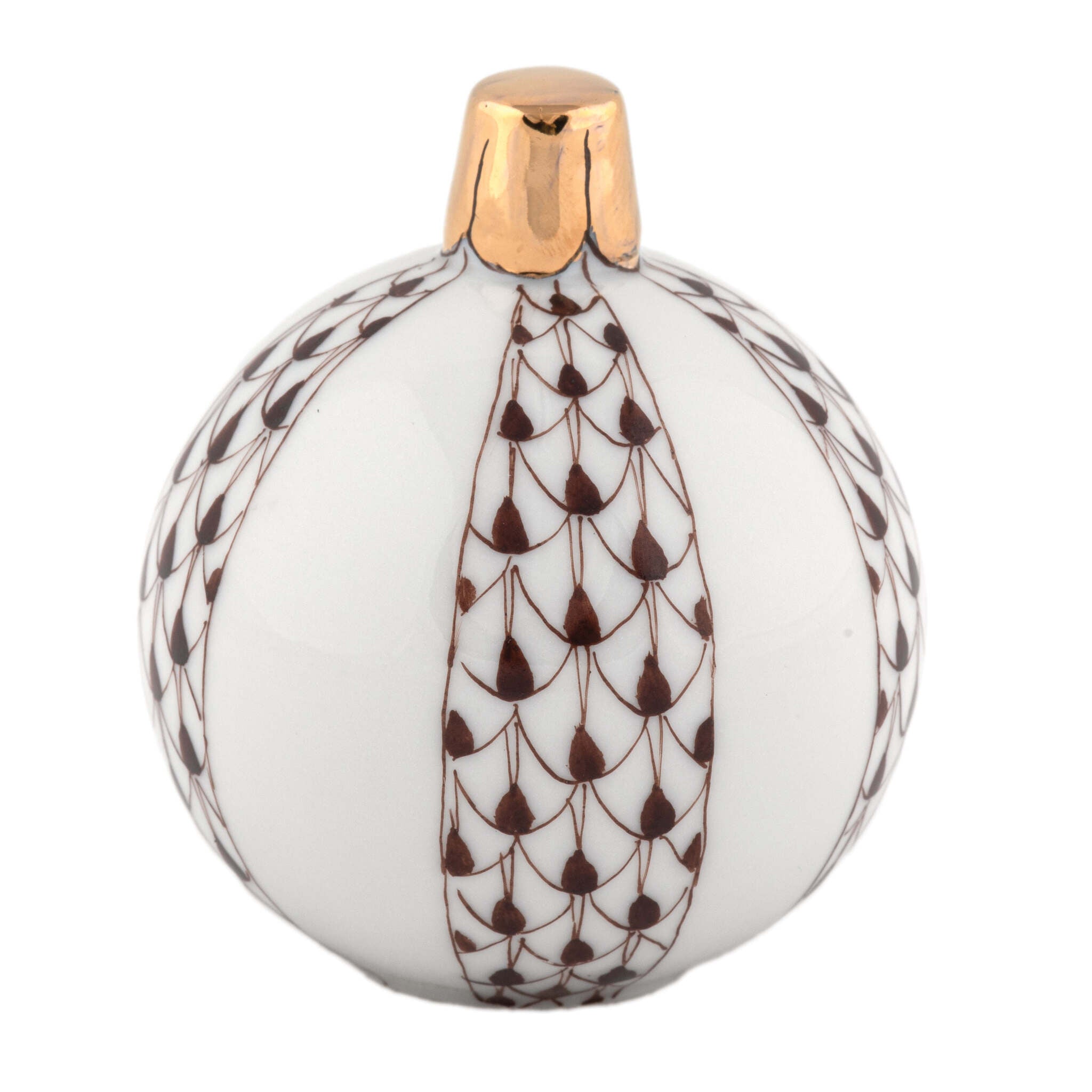 Herend Christmas Ornament Figurine porcelain figurine painted in the Chocolate fishnet pattern