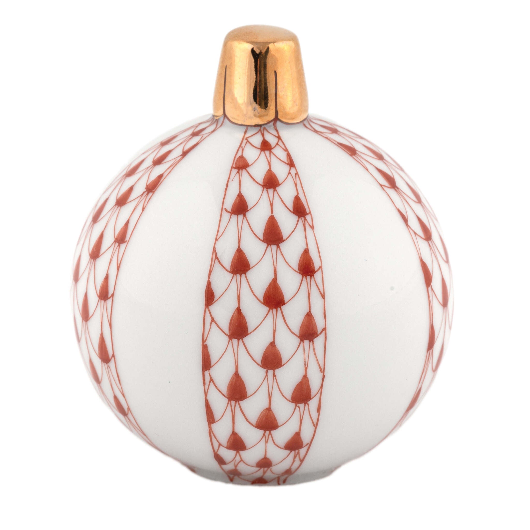 Herend Christmas Ornament Figurine porcelain figurine painted in the Rust fishnet pattern