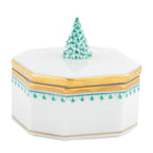 Green fishnet Christmas Tree Box figurine, hand-painted Herend porcelain with 24k gold accents