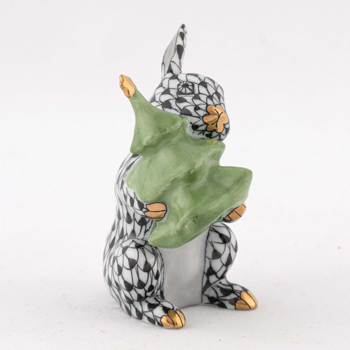 Herend Christmas Tree Bunny Figurine – Black, alternate view