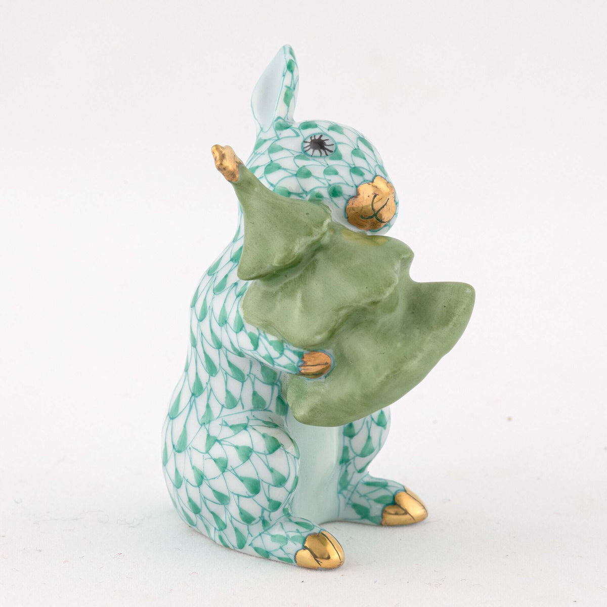 Herend Christmas Tree Bunny Figurine – Green, alternate view