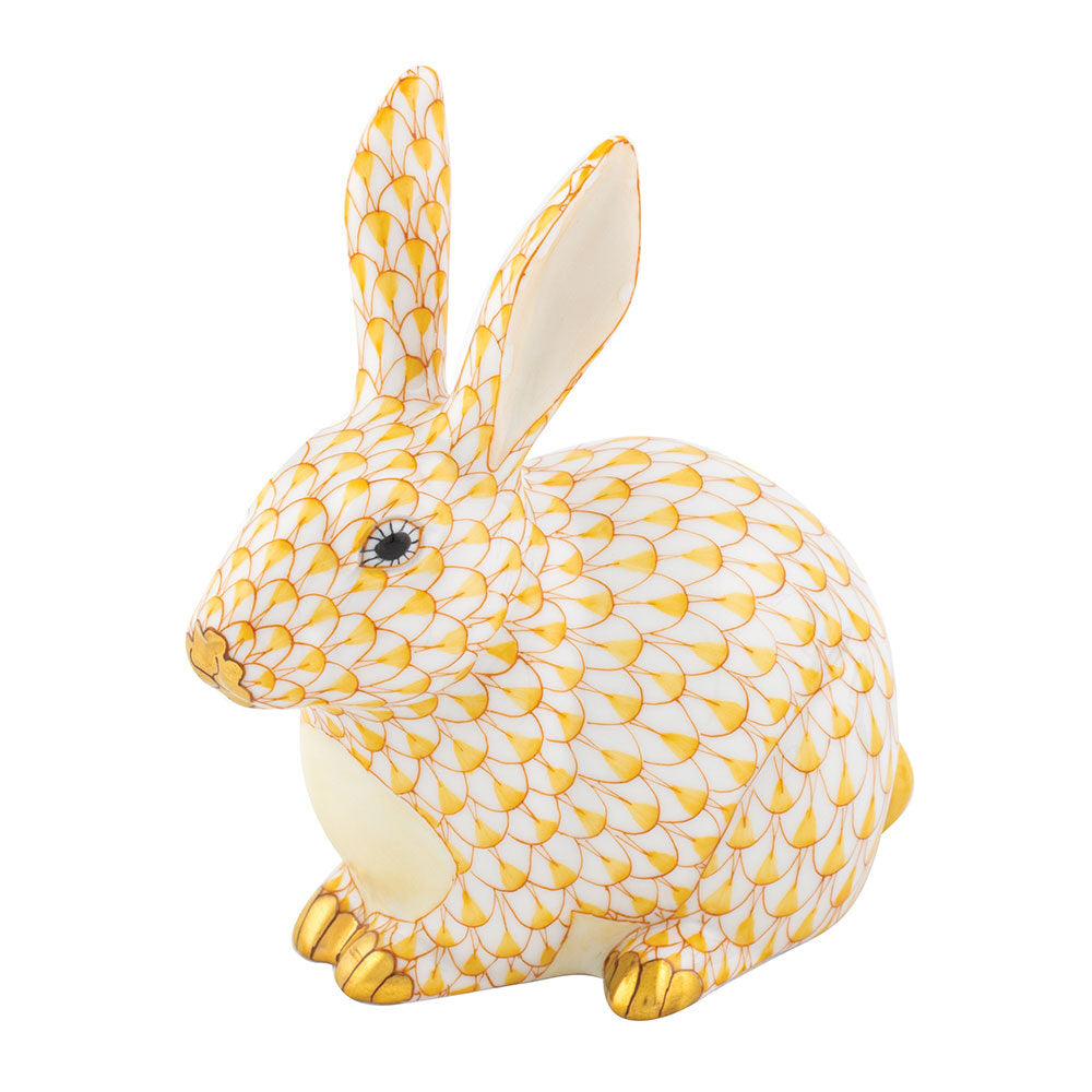 Chubby Bunny Figurine in hand-painted Butterscotch porcelain by Herend of Hungary
