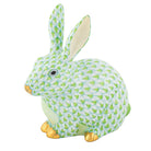 Hand-painted Herend Chubby Bunny Figurine in Key Lime fishnet porcelain on a white background