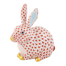 Hand-painted Herend Chubby Bunny Figurine in Rust fishnet porcelain on a white background