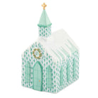 Green fishnet Church Figurine figurine, hand-painted Herend porcelain with 24k gold accents