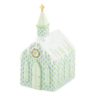 Herend Church Figurine porcelain figurine painted in the Key Lime fishnet pattern