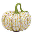 Hand-painted Herend Cinderella Pumpkin Figurine in Butterscotch fishnet porcelain on a white background