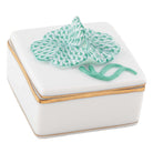 Herend Clover Box porcelain figurine painted in the Green fishnet pattern