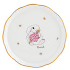 Hand-painted Herend Coaster Bunny in fine porcelain, 4in D, on a white background