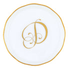Hand-painted Herend Coaster with Monogram in fine porcelain, 4in D, on a white background, Monogram D