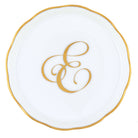 Hand-painted Herend Coaster with Monogram in fine porcelain, 4in D, on a white background, Monogram E