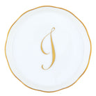 Hand-painted Herend Coaster with Monogram in fine porcelain, 4in D, on a white background, Monogram I