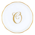 Hand-painted Herend Coaster with Monogram in fine porcelain, 4in D, on a white background, Monogram O