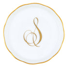 Hand-painted Herend Coaster with Monogram in fine porcelain, 4in D, on a white background, Monogram S