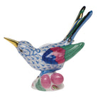 Hand-painted Herend Colibri Figurine in fine porcelain, 4in H, on a white background