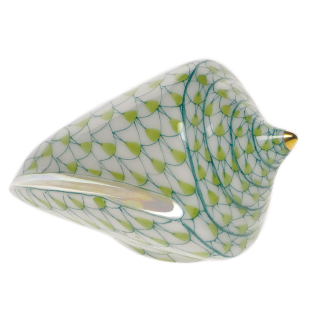 Cone Shell Figurine in hand-painted Key Lime porcelain by Herend of Hungary