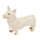 Herend Corgi Figurine porcelain figurine painted in the Butterscotch fishnet pattern