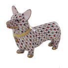 Hand-painted Herend Corgi Figurine in Multicolor fishnet porcelain on a white background