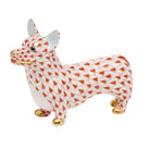 Rust fishnet Corgi Figurine figurine, hand-painted Herend porcelain with 24k gold accents