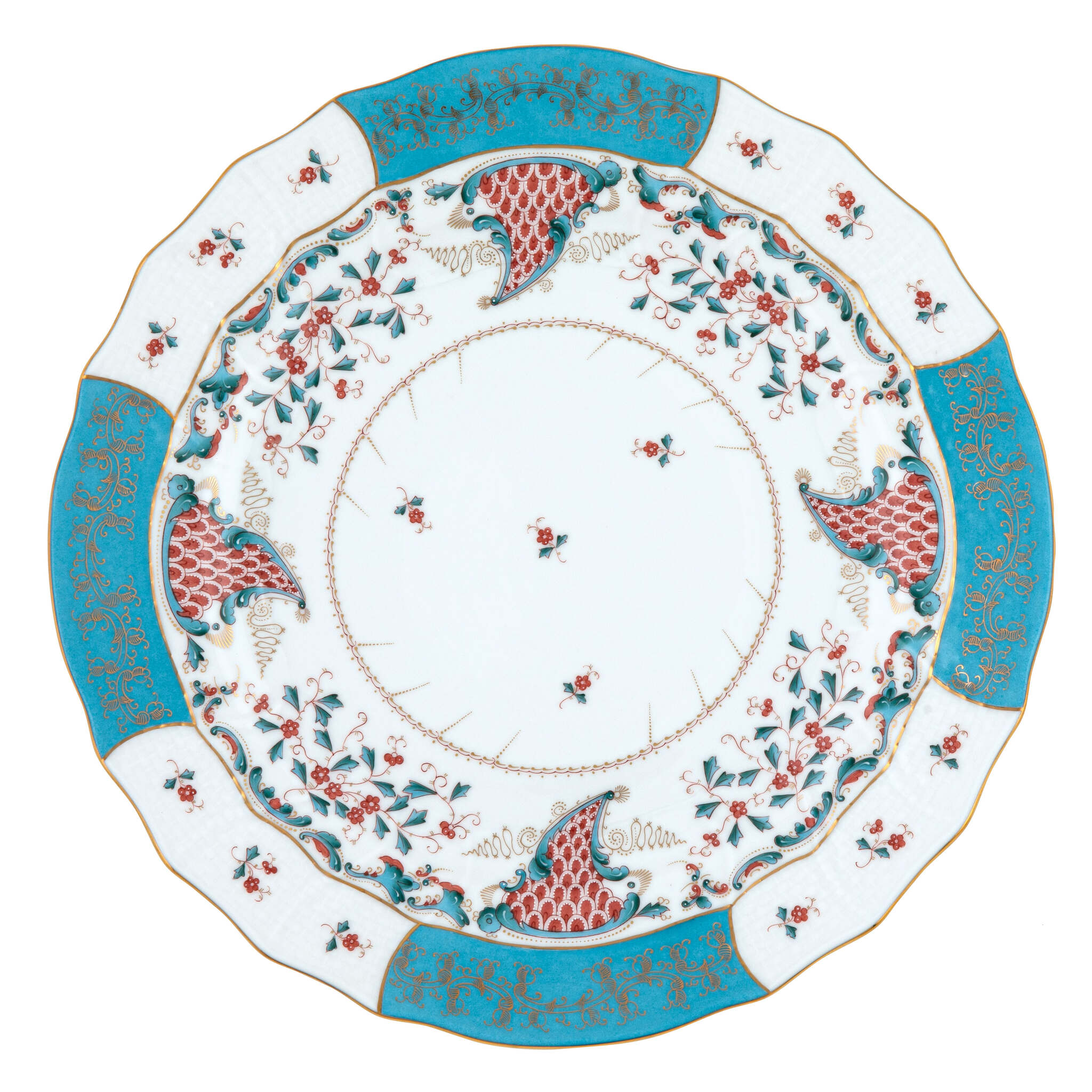 Hand-painted Herend Cornucopia Dinner Plate in fine porcelain, 10.5in D, on a white background