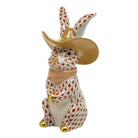 Herend Cowboy Bunny Figurine porcelain figurine painted in the Rust fishnet pattern