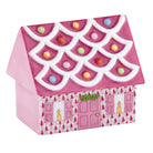 Hand-painted Herend Cozy Gingerbread House Figurine in Raspberry fishnet porcelain on a white background