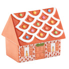 Hand-painted Herend Cozy Gingerbread House Figurine in Rust fishnet porcelain on a white background