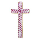 Herend Cross Figurine porcelain figurine painted in the Raspberry fishnet pattern