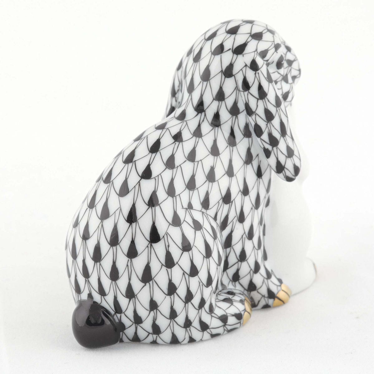Herend Cuddling Bunnies Figurine – Black, alternate view