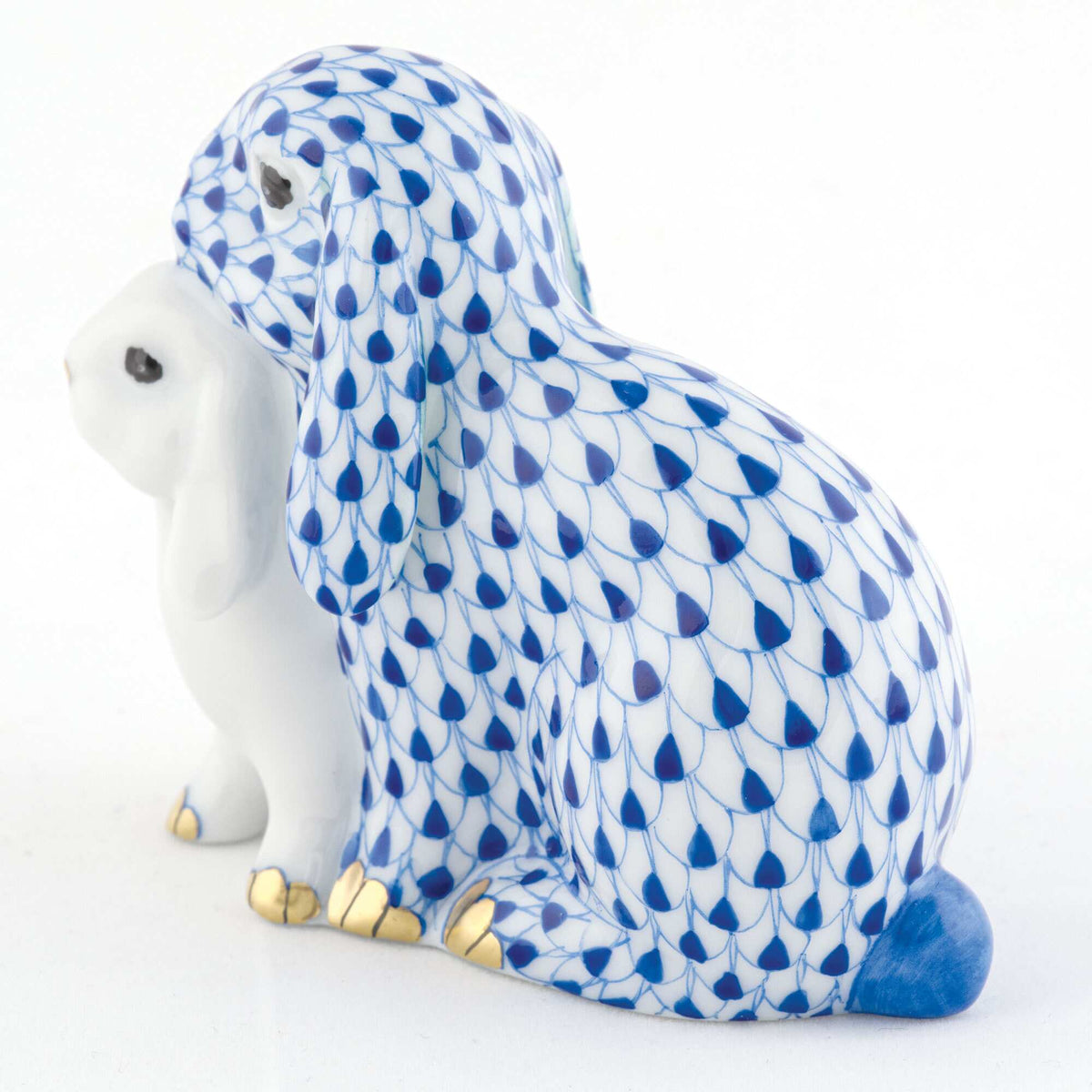 Herend Cuddling Bunnies Figurine – Sapphire, alternate view