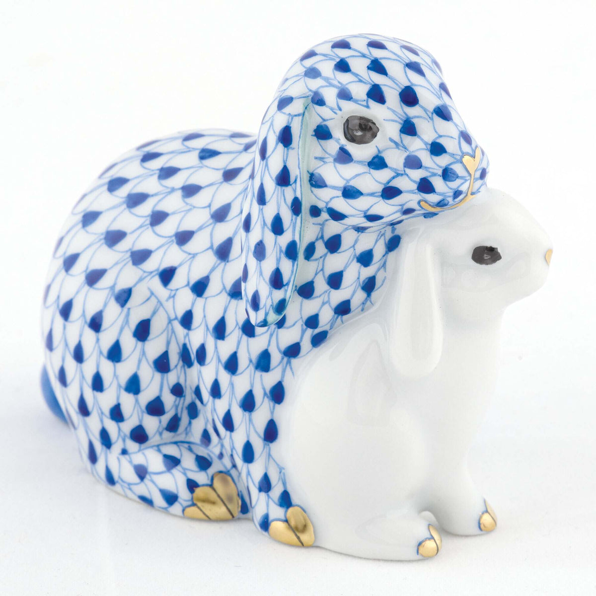Herend Cuddling Bunnies Figurine – Sapphire, alternate view