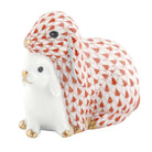 Herend Cuddling Bunnies Figurine porcelain figurine painted in the Rust fishnet pattern