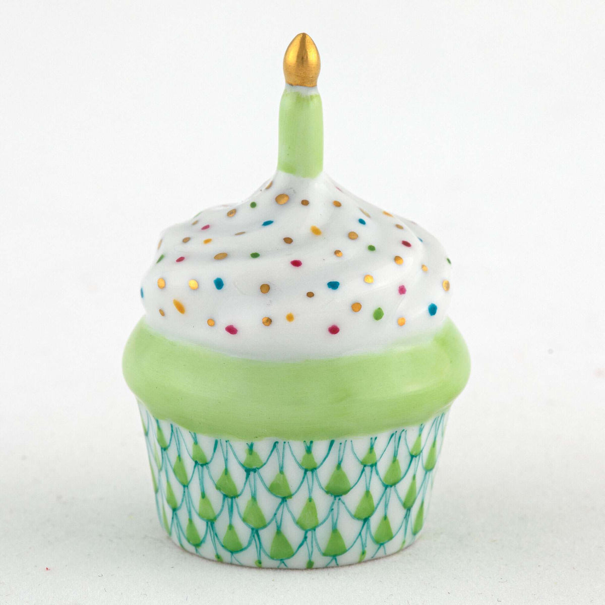 Herend Cupcake with Candle Figurine – Key Lime, alternate view