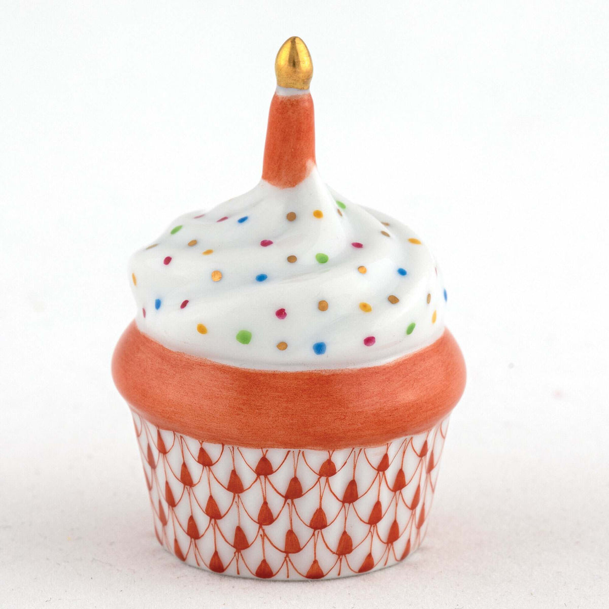 Herend Cupcake with Candle Figurine – Rust, alternate view