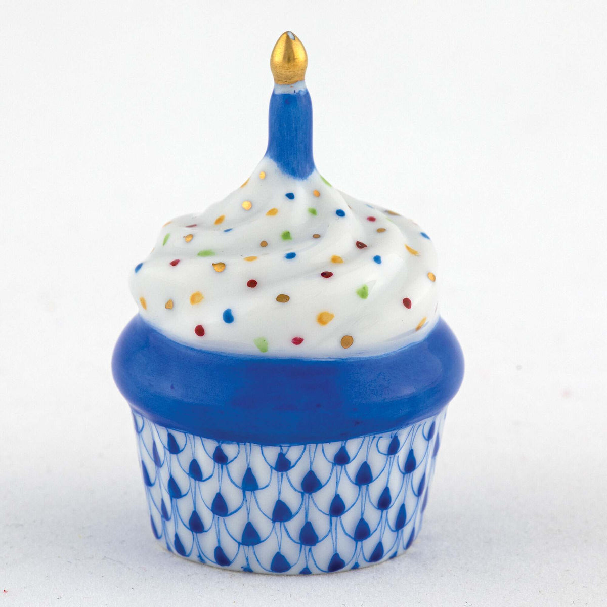 Herend Cupcake with Candle Figurine – Sapphire, alternate view