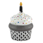 Black fishnet Cupcake with Candle Figurine figurine, hand-painted Herend porcelain with 24k gold accents