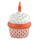 Rust fishnet Cupcake with Candle Figurine figurine, hand-painted Herend porcelain with 24k gold accents