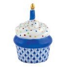 Sapphire fishnet Cupcake with Candle Figurine figurine, hand-painted Herend porcelain with 24k gold accents