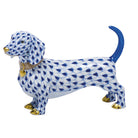 Sapphire fishnet Dachshund Figurine figurine, hand-painted Herend porcelain with 24k gold accents