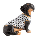 Dachshund with Sweater Figurine in hand-painted Black porcelain by Herend of Hungary