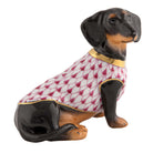 Hand-painted Herend Dachshund with Sweater Figurine in Raspberry fishnet porcelain on a white background