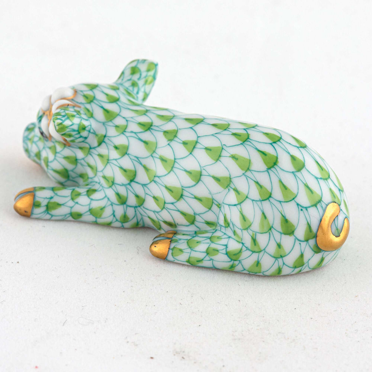 Herend Daisy the Pig Figurine – Key Lime, alternate view
