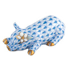 Herend Daisy the Pig Figurine porcelain figurine painted in the Blue fishnet pattern