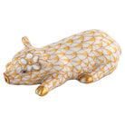 Butterscotch fishnet Daisy the Pig Figurine figurine, hand-painted Herend porcelain with 24k gold accents