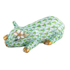 Herend Daisy the Pig Figurine porcelain figurine painted in the Key Lime fishnet pattern