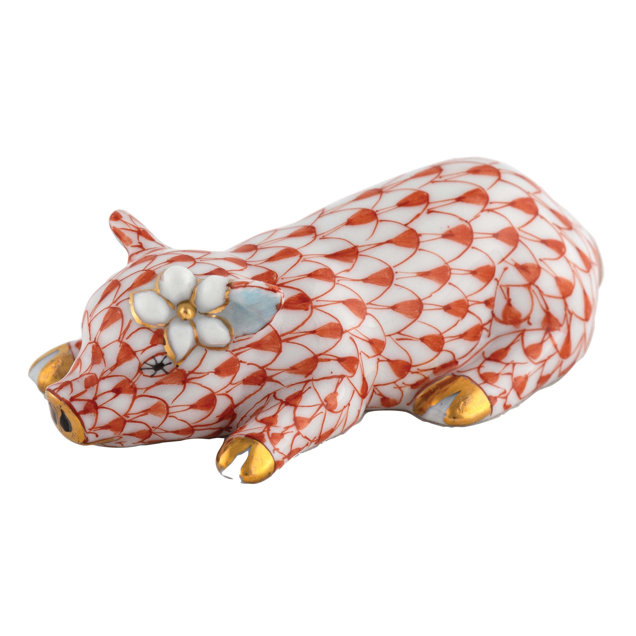 Daisy the Pig Figurine in hand-painted Rust porcelain by Herend of Hungary