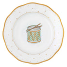 Hand-painted Herend Dessert Plate - Drum in fine porcelain, 8.25in D, on a white background