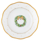 Hand-painted Herend Dessert Plate - Wreath in fine porcelain, 8.25in D, on a white background