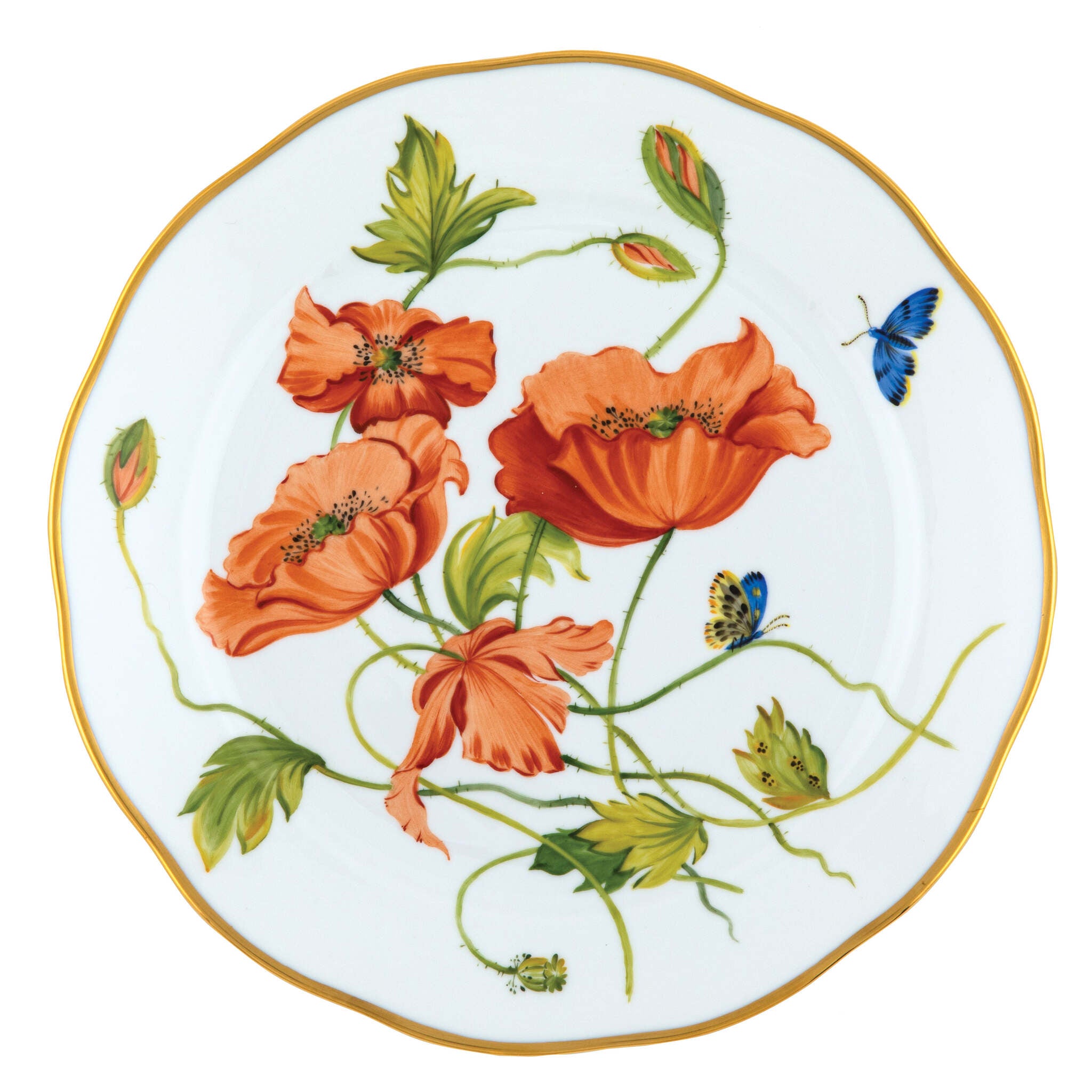 Multicolor (2) fishnet Dinner Plate figurine, hand-painted Herend porcelain with 24k gold accents
